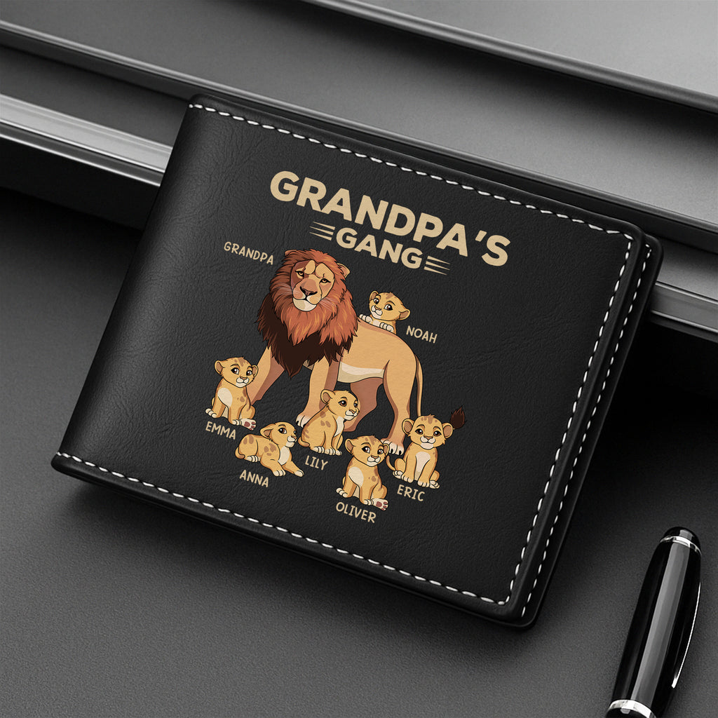 2137JUS2 custom grandad presents lion grandads gang leather wallet 2137J6L5B