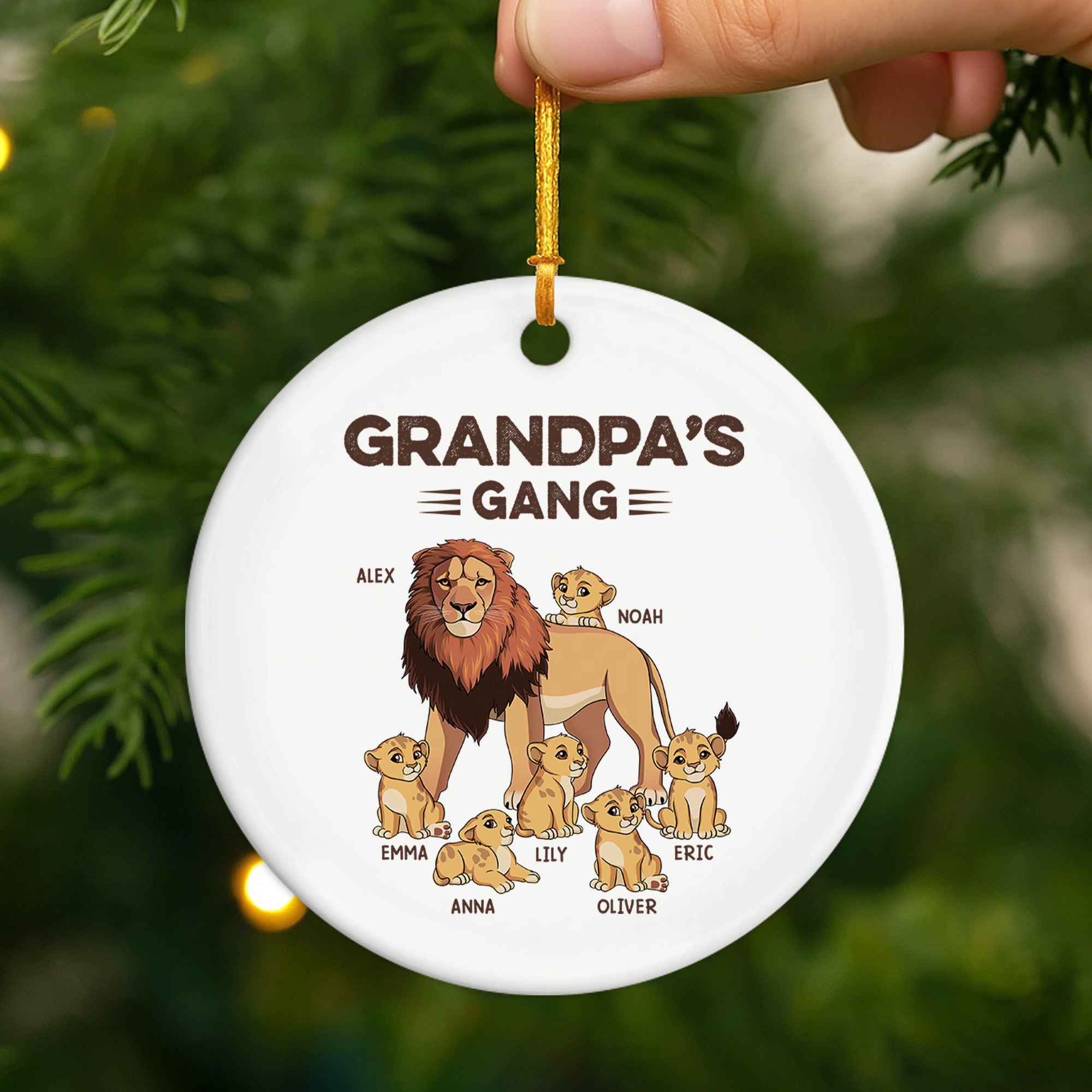 2137OUS2 personalized gifts for grandpa ceramic lion christmas ornament_ 2137O6L8B