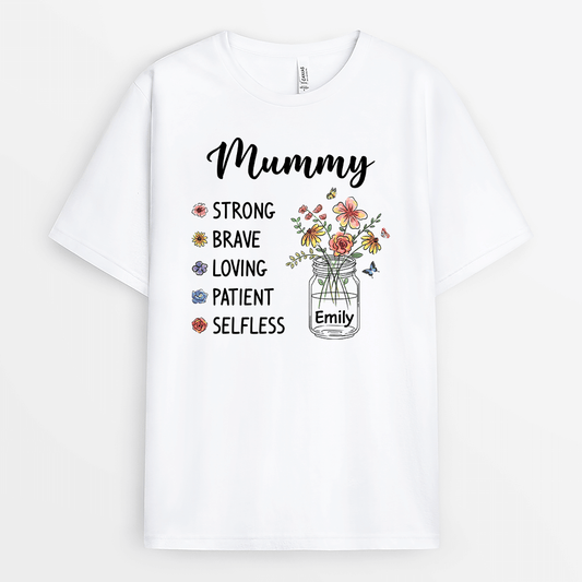 2150AUK1 personalised my strong and brave mummy t shirt