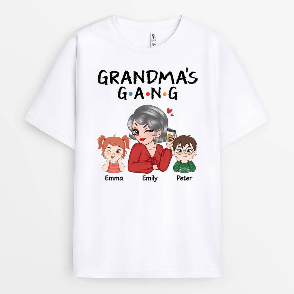 2153AUK1 personalised little mum grandmas gang t shirt