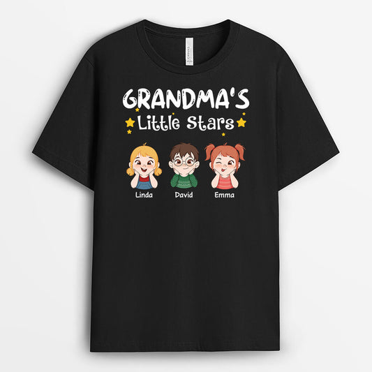 2156AUK1 personalised mummys grandmas little stars t shirt