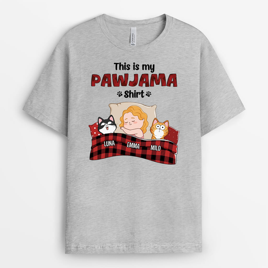 2158AUK1 personalised this is my cat pawjama t shirt