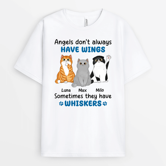 2176AUK1 personalised angels dont always have wings cat t shirt