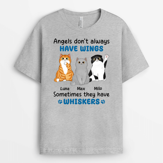 2176AUK2 personalised angels dont always have wings cat t shirt