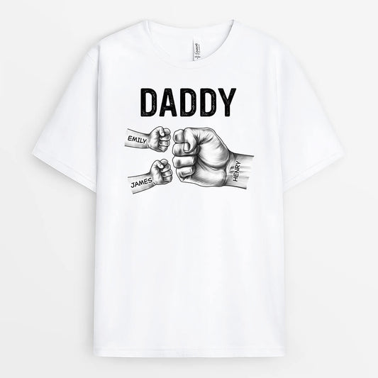 2188AUK1 personalised dad and kids with fist bump white t shirt