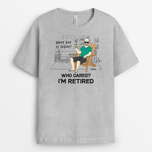2189AUK1 personalised who cares because im retired t shirt