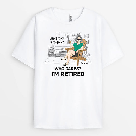 2189AUK2 personalised who cares because im retired t shirt