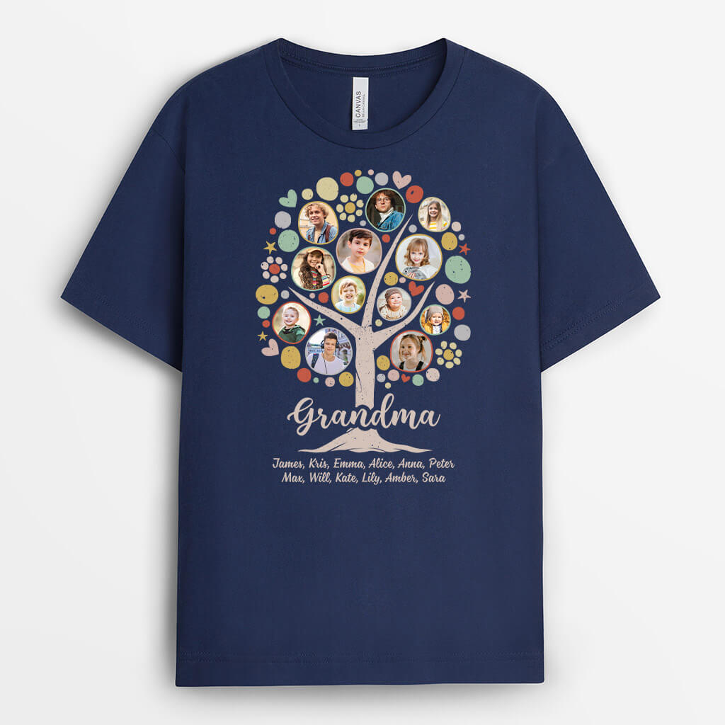 2192AUK1 personalised my best grandma with family tree t shirt