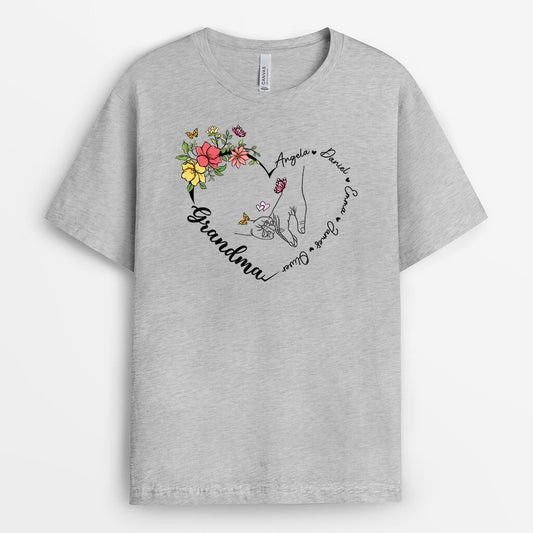 2195AUK2 personalised grandma hands in hands t shirt