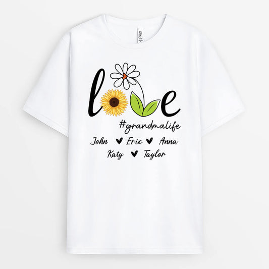 2222AUK1 personalised love mummy with flowers t shirt