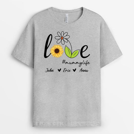 2222AUK2 personalised love mummy with flowers t shirt_f9d46cec 4d96 41e4 9412 163d49d7b795