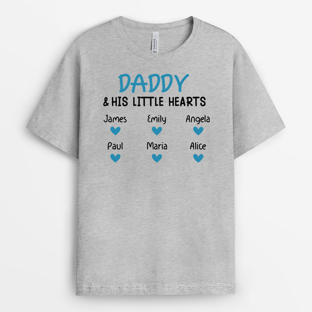 2225AUK2 personalised daddy and his little hearts t shirt