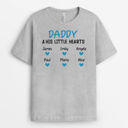 2225AUK2 personalised daddy and his little hearts t shirt