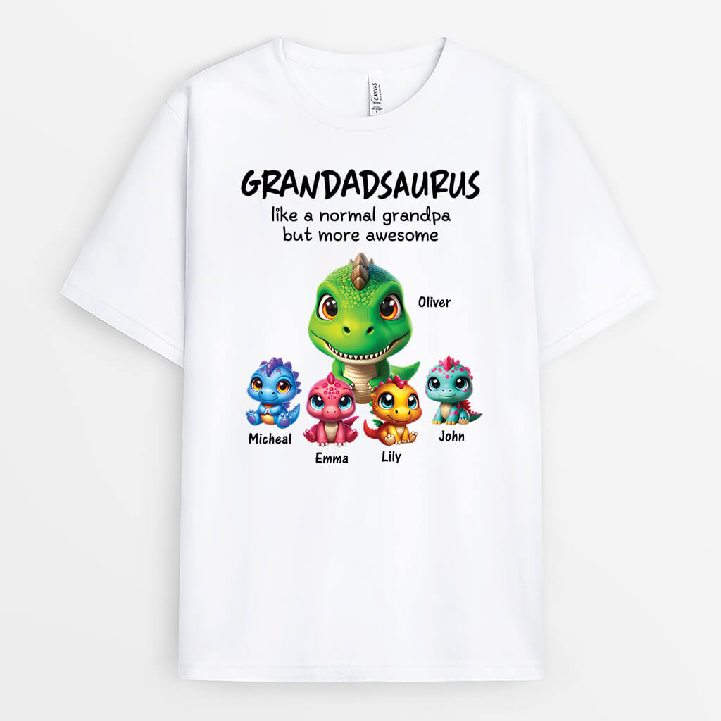 2227AUK1 personalised daddysaurus like normal but cooler t shirt