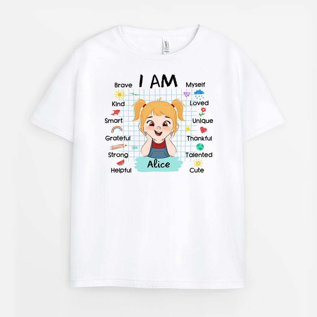 2230AUK1 personalised brave kind smart grateful kid t shirt