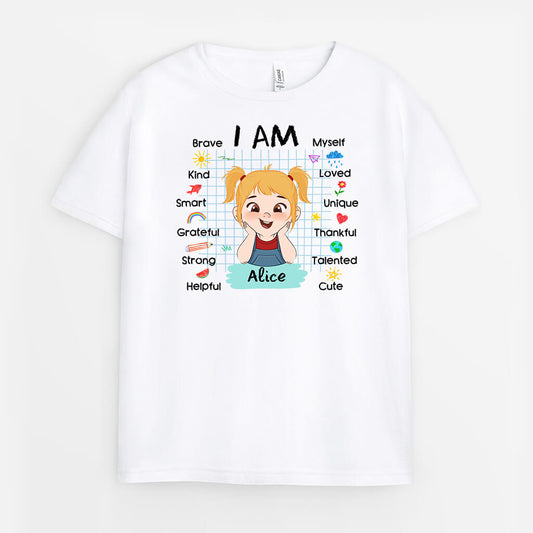 2230AUK1 personalised brave kind smart grateful kid t shirt