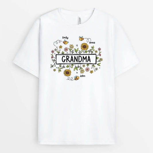 2247AUK1 personalised best grandma with her bees t shirt