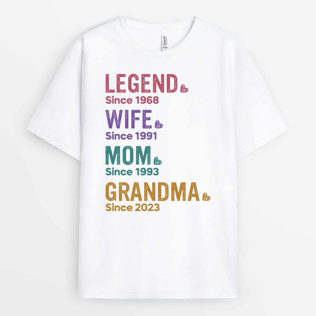2250AUS1 personalised best legend wife mommy and grandma since t shirt_767c20aa 4066 49be 880e 1d4f87f460b8