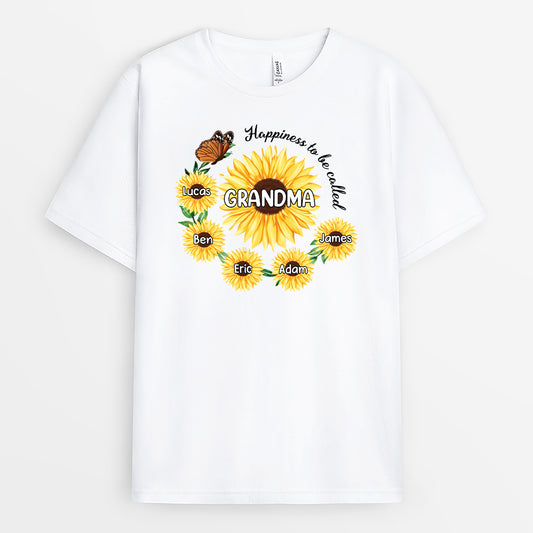 2251AUS1 personalised best happiness is being a grandma t shirt