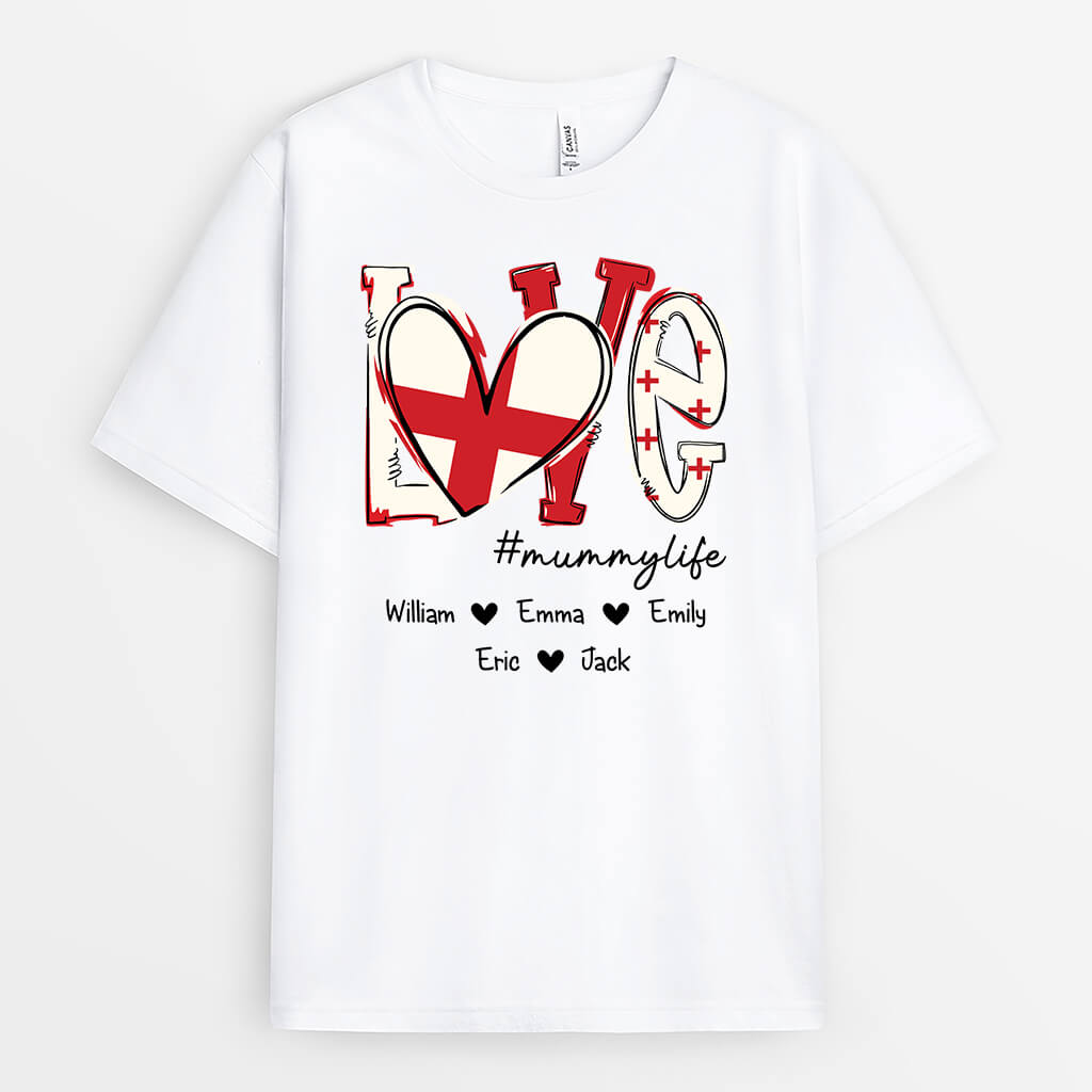 2254AUK2 personalised love with flag t shirt