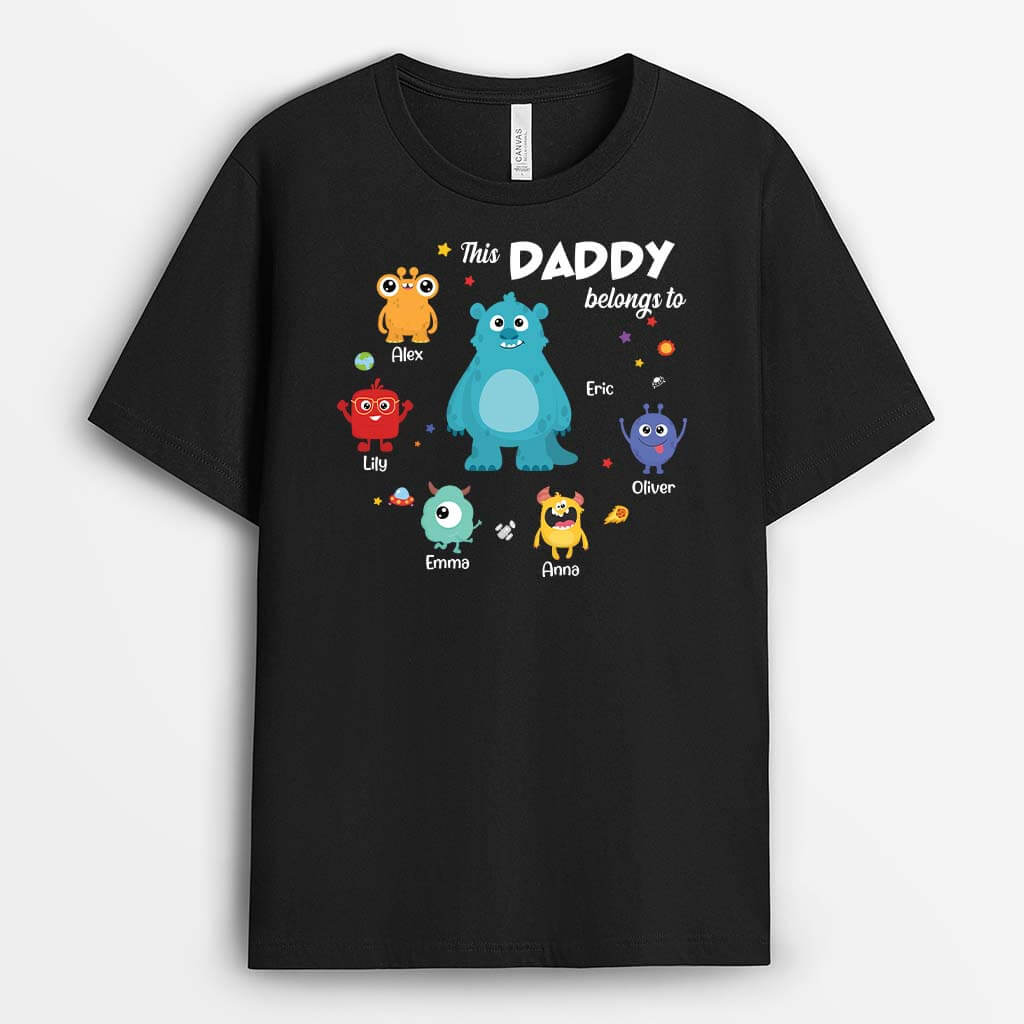 2262AUK1 personalised this dad belongs to little cute monsters t shirt