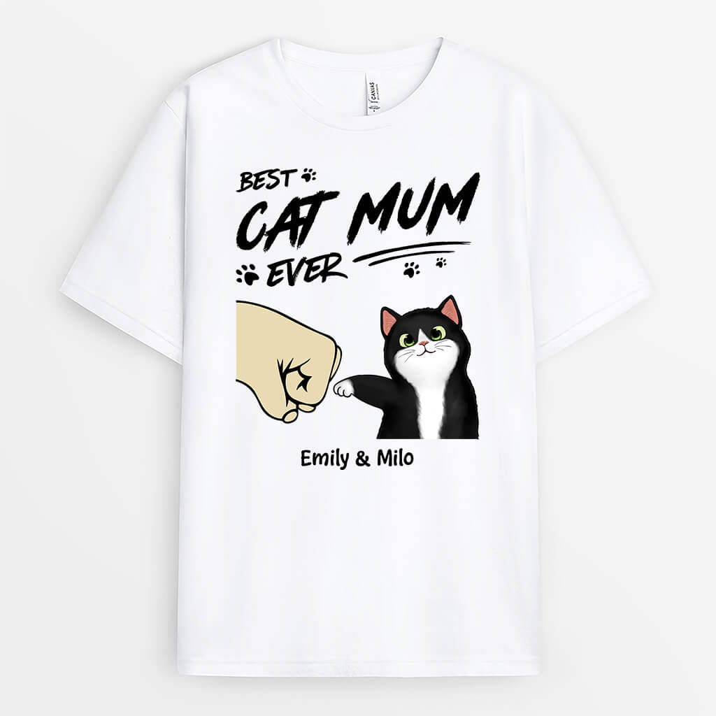 2279AUK2 personalised best cad dad cat mummy ever t shirt