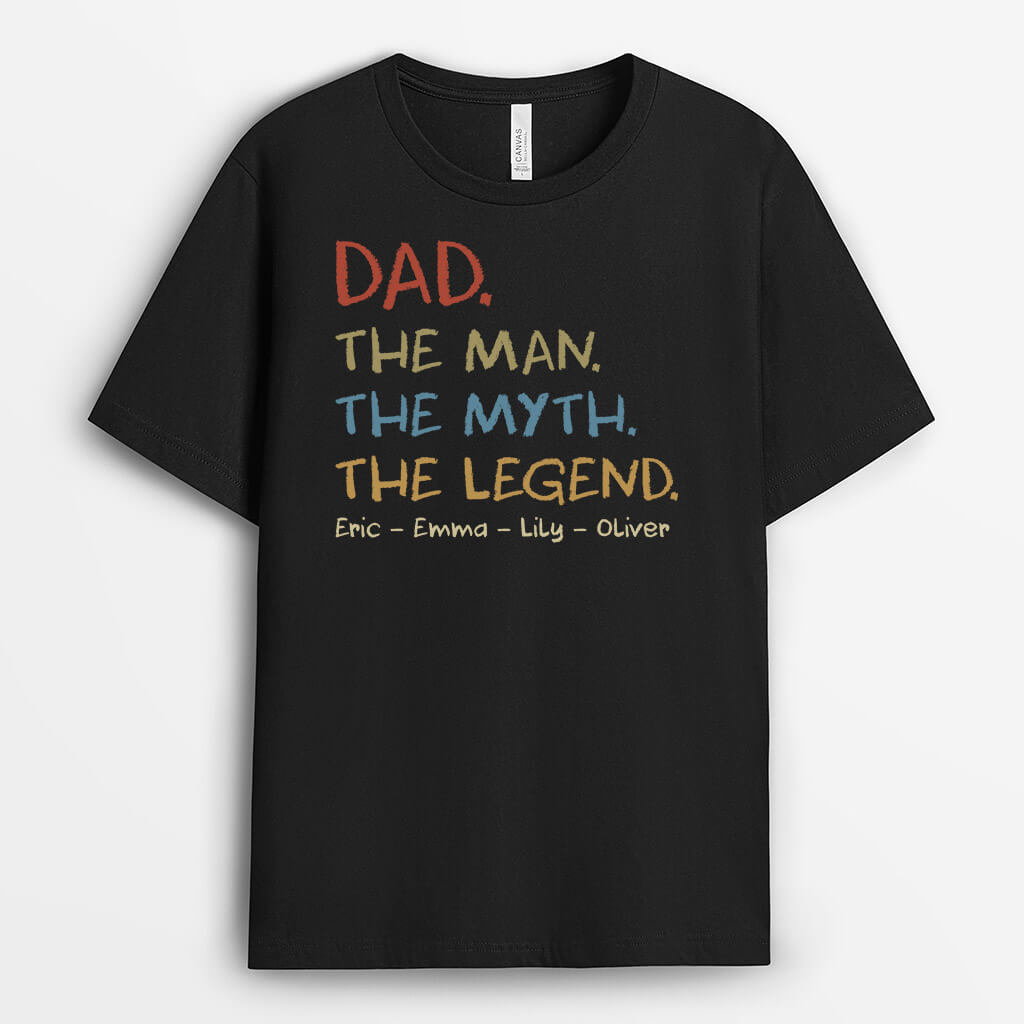 2296AUK1 personalised the best dad the man the myth the legend t shirt