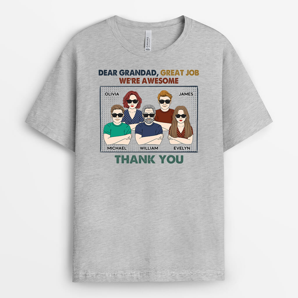 2302AUK1 personalised dear daddy great job were awesome thank you t shirt