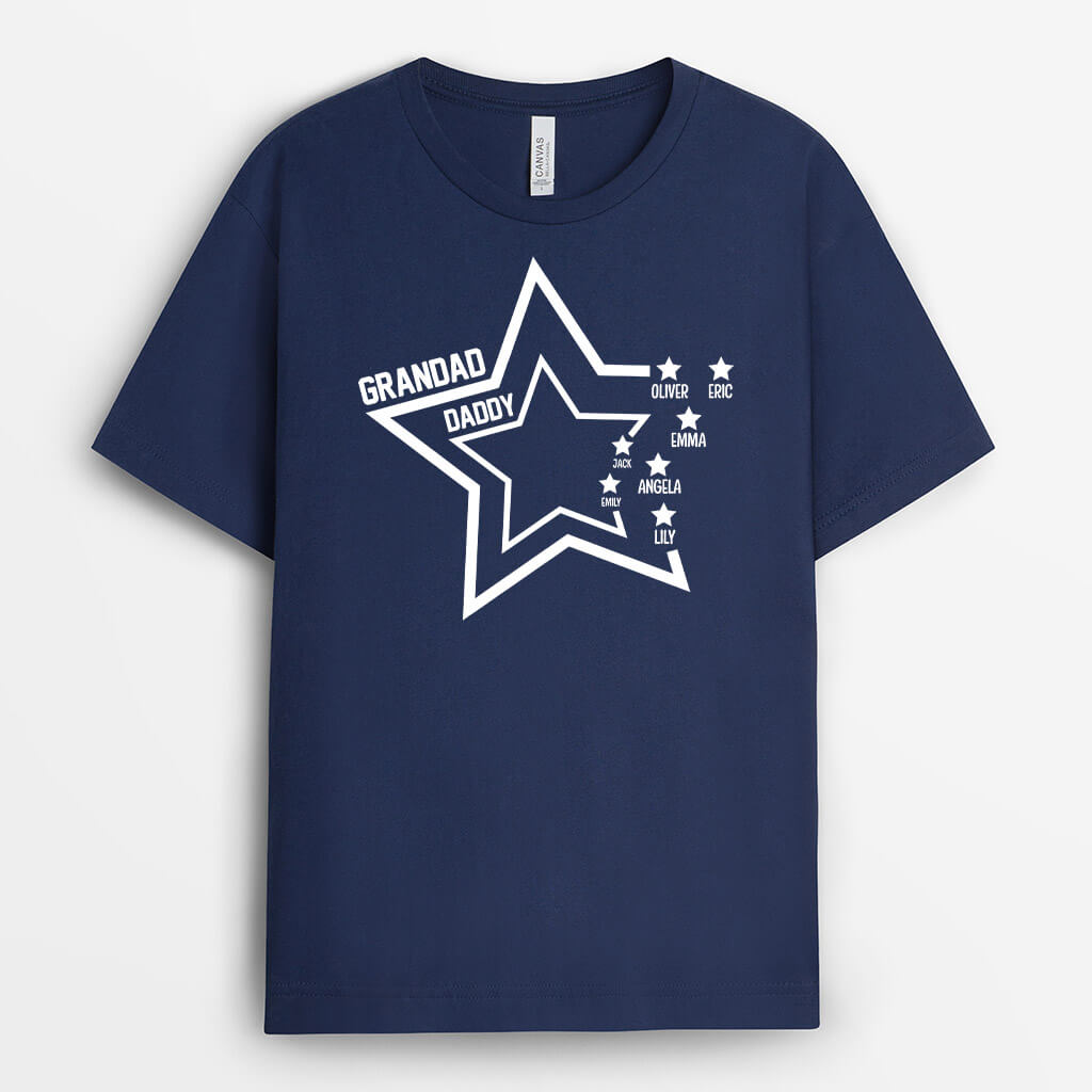 2311AUK1 personalised grandad and dad with star shape t shirt