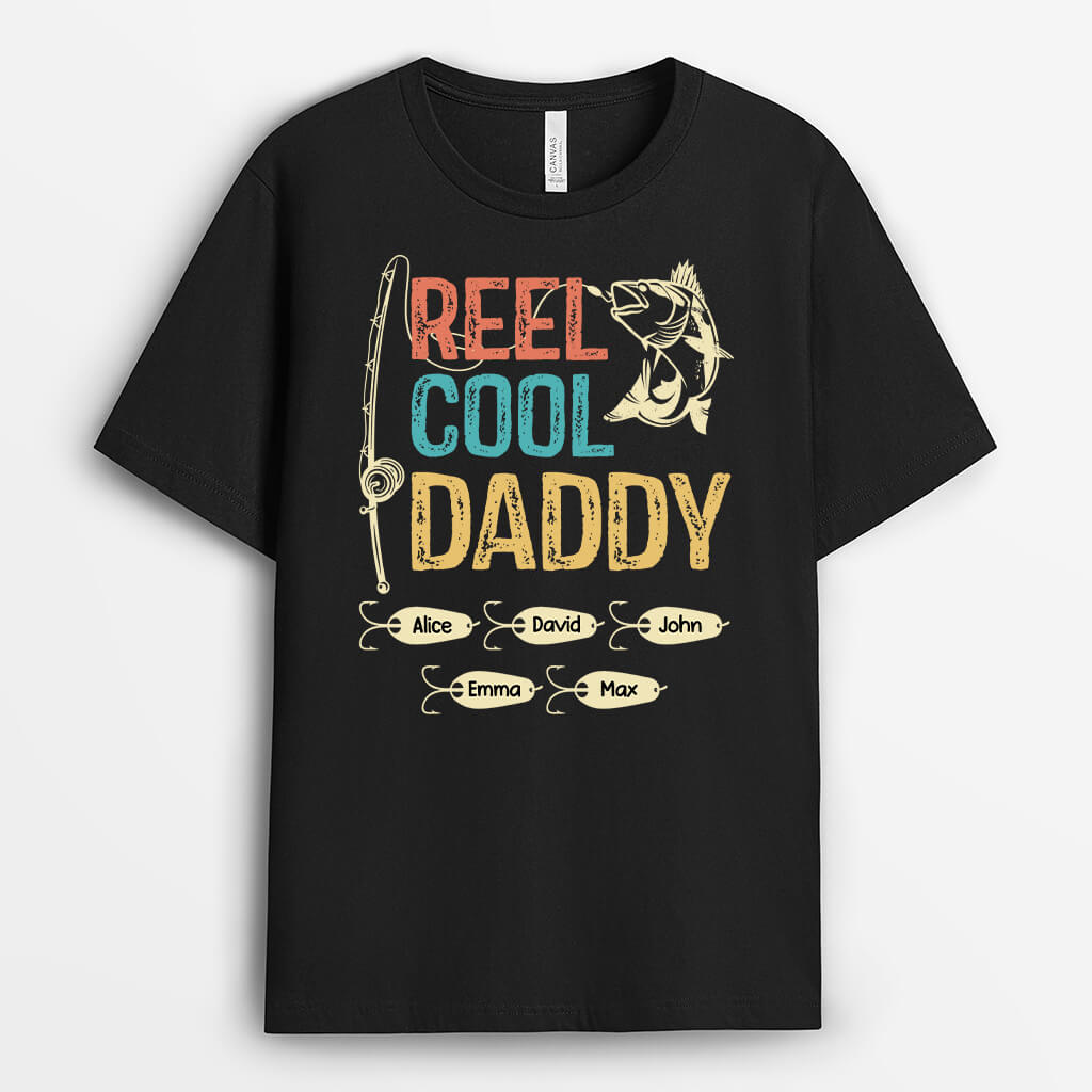 2312AUK2 personalised reel cool dad t shirt