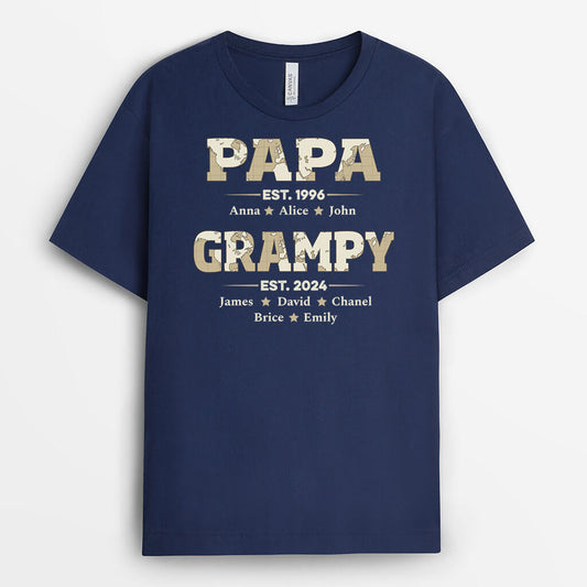 2315AUK2 personalised best papa and papi t shirt