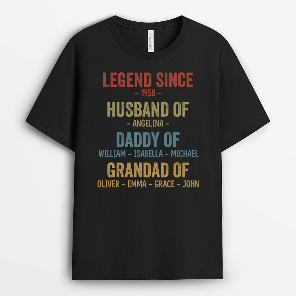 2327AUK1 personalised legend since husband dad grandad t shirt