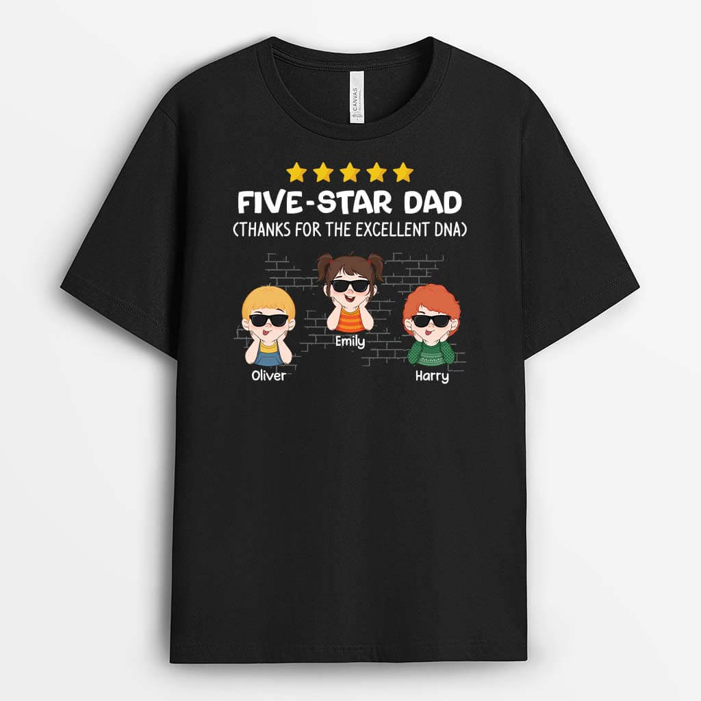 2329AUK1 personalised five star daddy thanks for the excellent dna t shirt