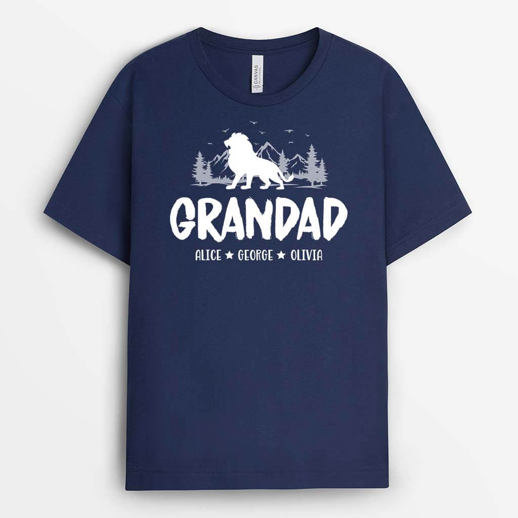 2341AUK2 personalised papa bear in a forest t shirt