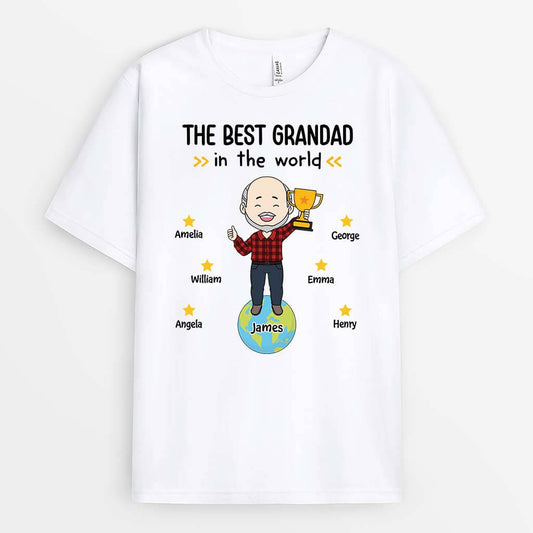 2345AUK1 personalised the best daddy grandad in the world t shirt