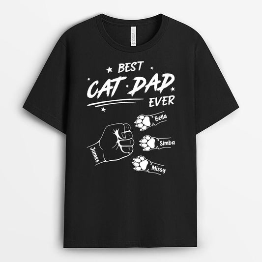 2353AUK1 personalised best cat dad cat mom ever t shirt