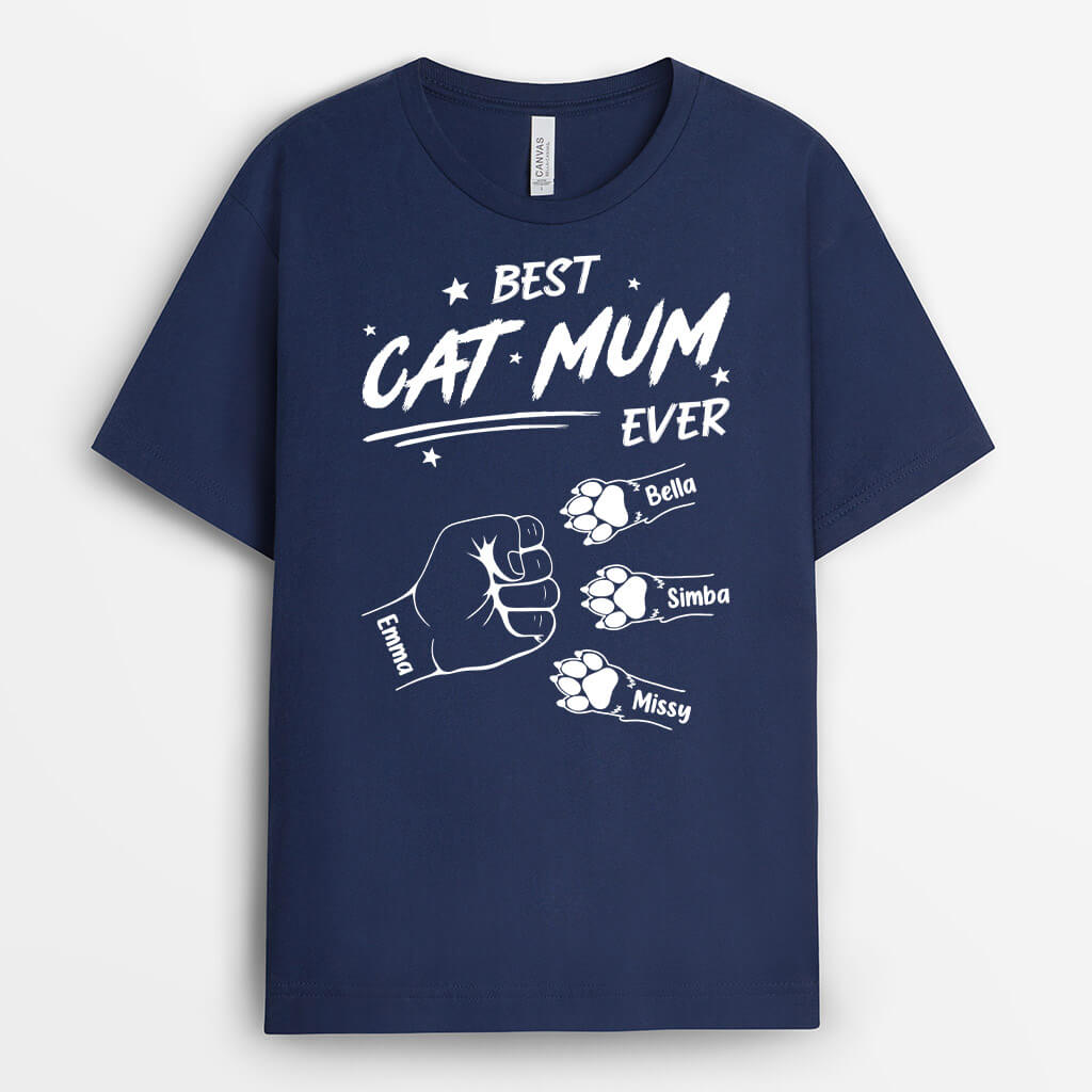 2353AUK2 personalised best cat dad cat mom ever t shirt