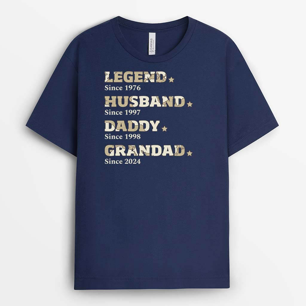 2356AUK1 personalised legend husband daddy grandpa since map pattern t shirt