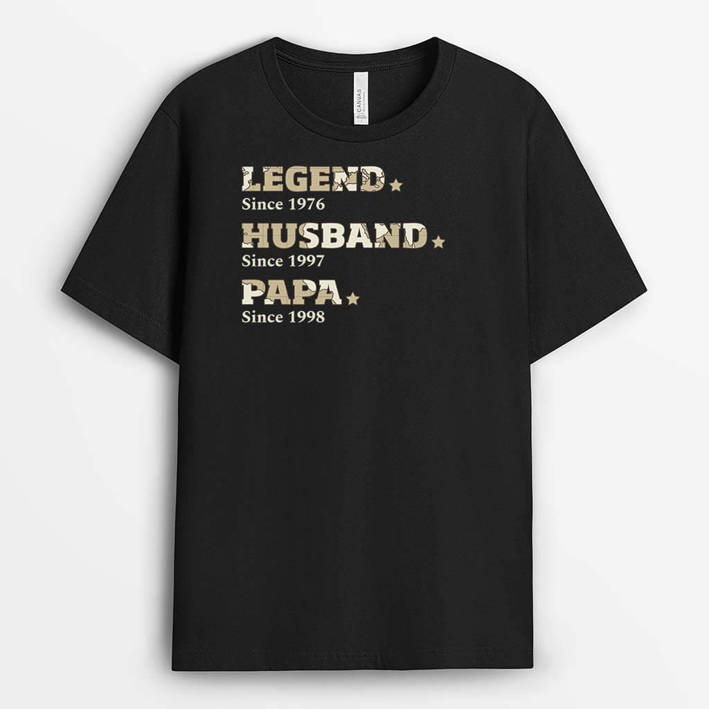 2356AUK2 personalised legend husband daddy grandpa since map pattern t shirt