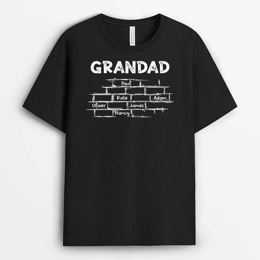 2360AUK1 personalised papa brick wall with kids names t shirt