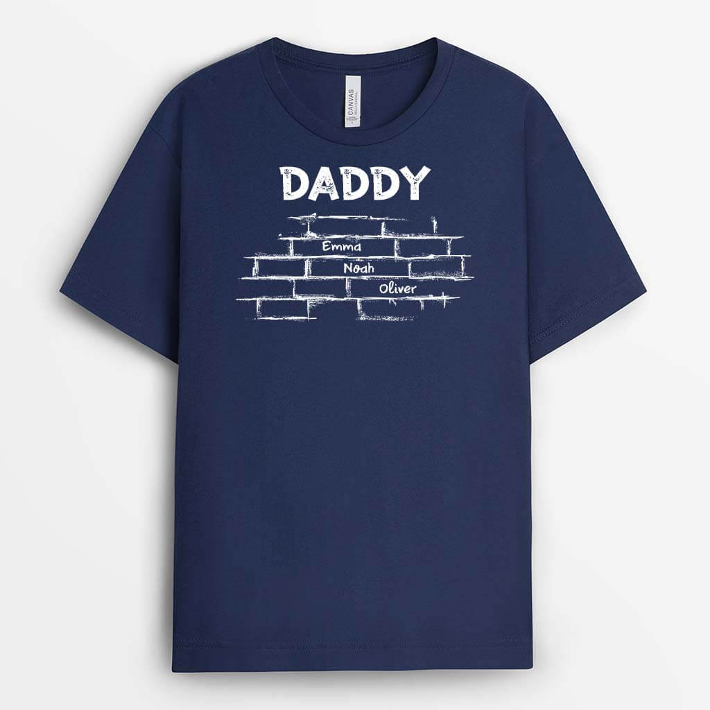 2360AUK2 personalised papa brick wall with kids names t shirt