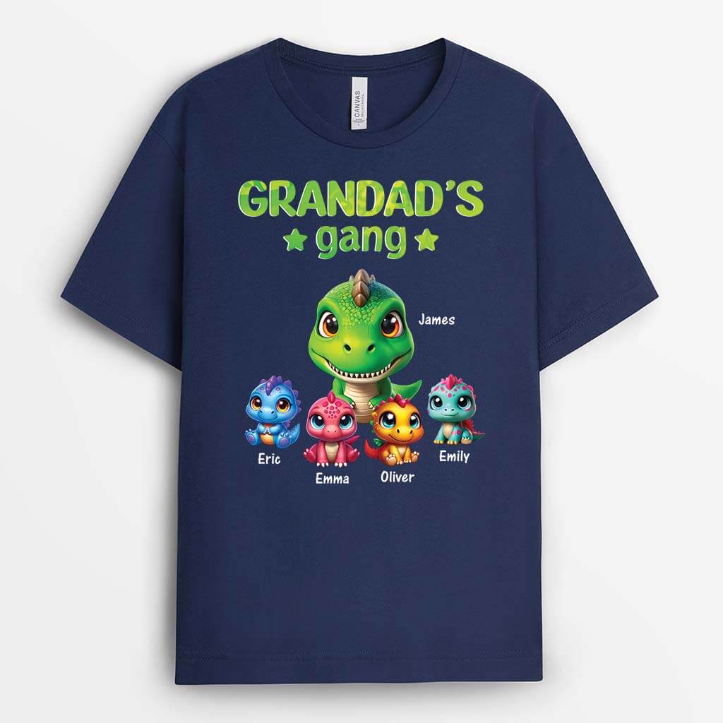 2362AUK2 personalised daddy grandads gang dinosaurs t shirt