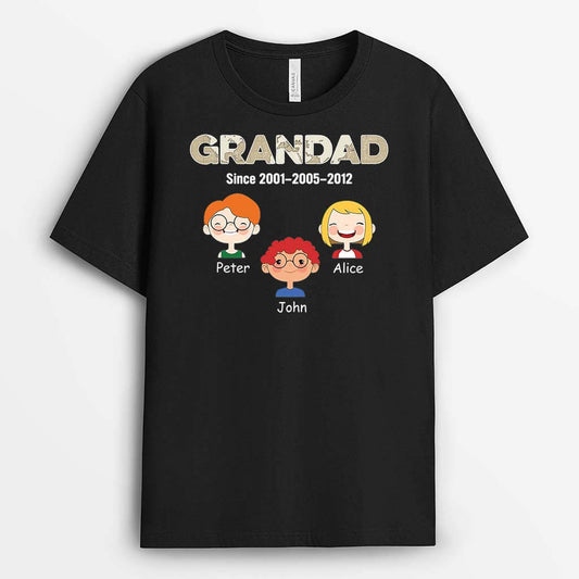 2363AUK2 personalised daddy since with kids t shirt