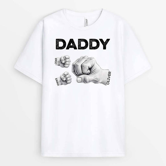 2367AUK1 personalised papa and kids fist bump t shirt