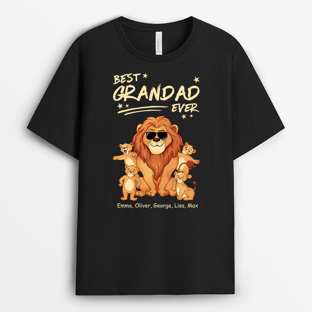 2372AUK1 personalised best dad lion ever t shirt