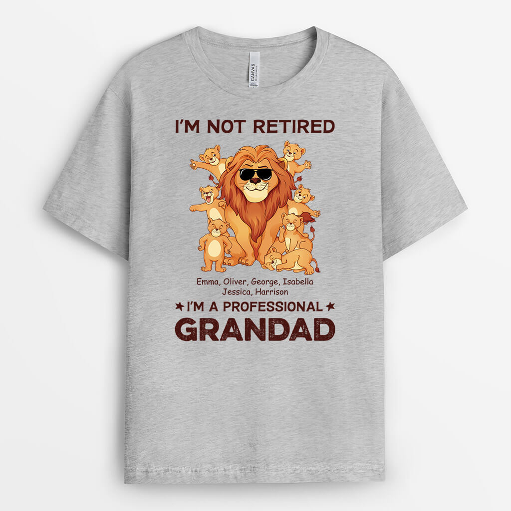 2376AUK2 personalised i am not retired im a professional grandpa lions t shirt