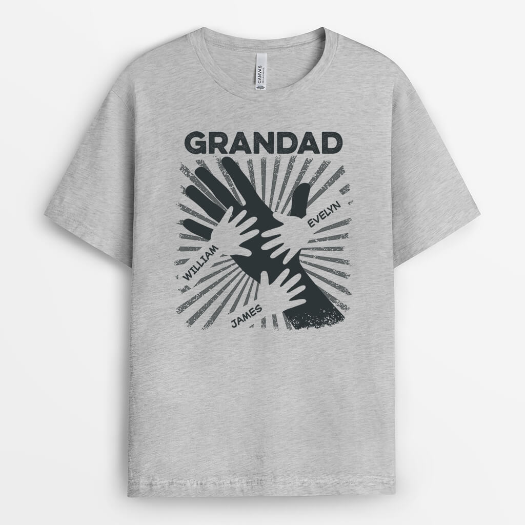 2382AUK2 personalised dad grandad kids hands t shirt