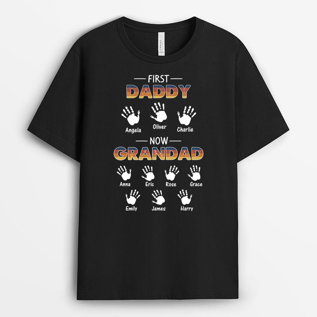 2384AUK1 personalised first dad now grandad t shirt