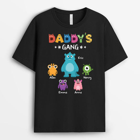 2387AUK1 personalised dads grandads gang little monster t shirt