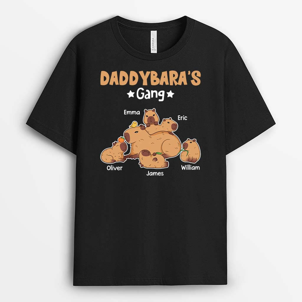 2389AUK1 personalised daddys gang capybara t shirt